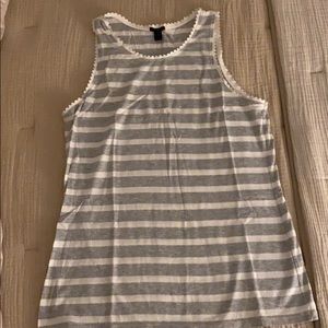 J.Crew Grey and White Striped Tank